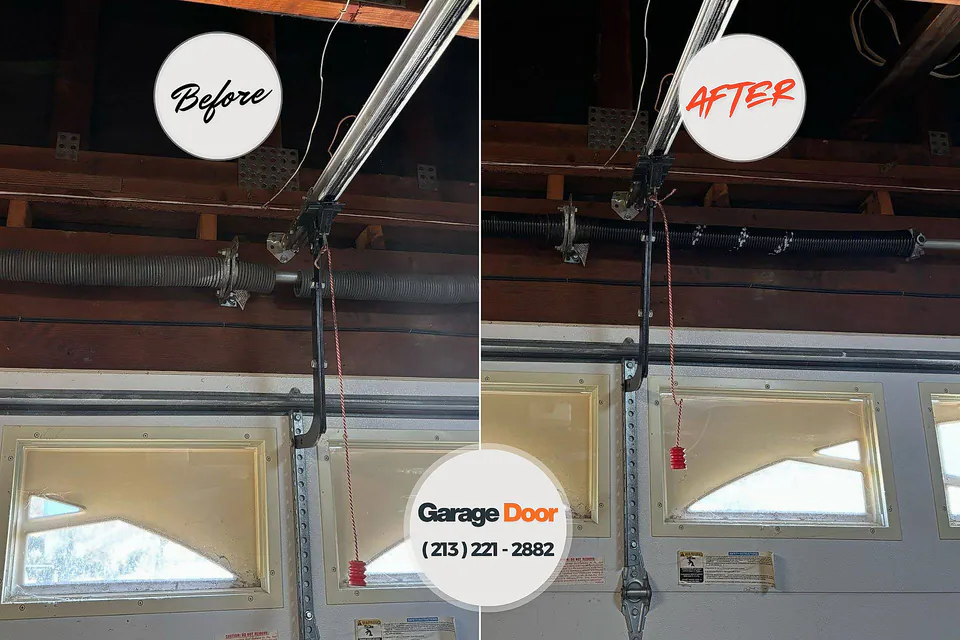 Before and after: garage door repair Larch Way, WA